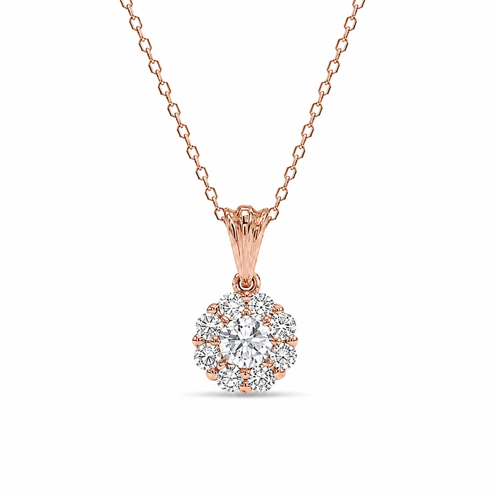 6.4mm, 0.3ct Round Cut Lab Diamond Daisy Flower Pendant Necklace