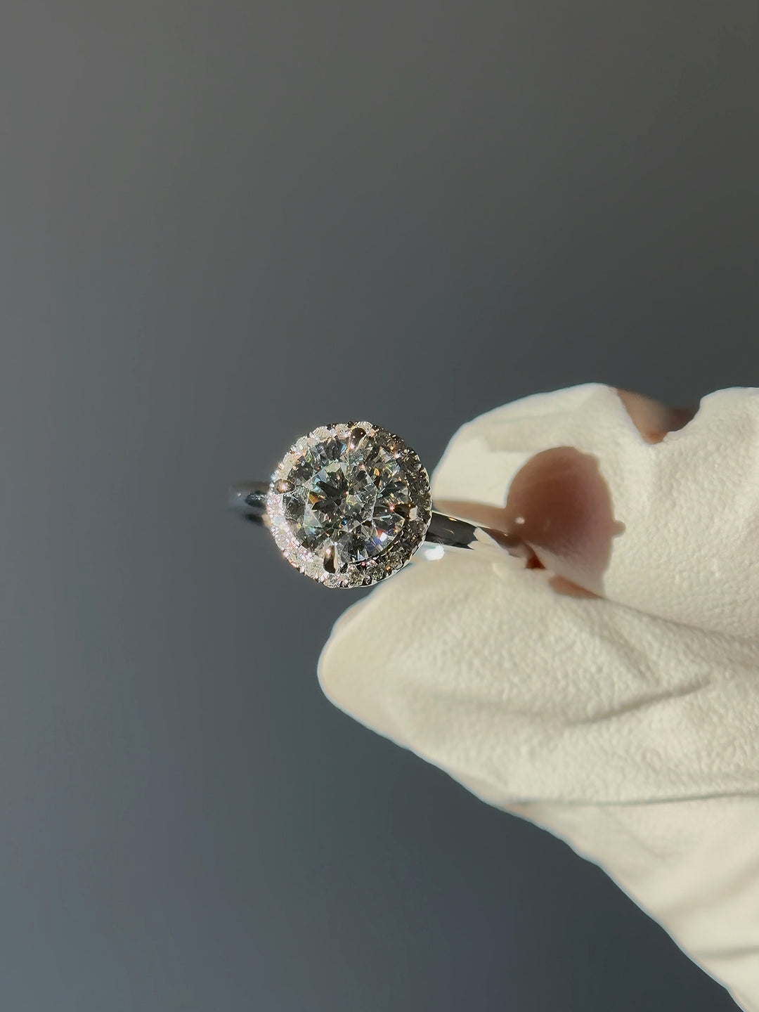 1.00ct Round Cut Diamond with Halo Ring in 10K Solid White Gold