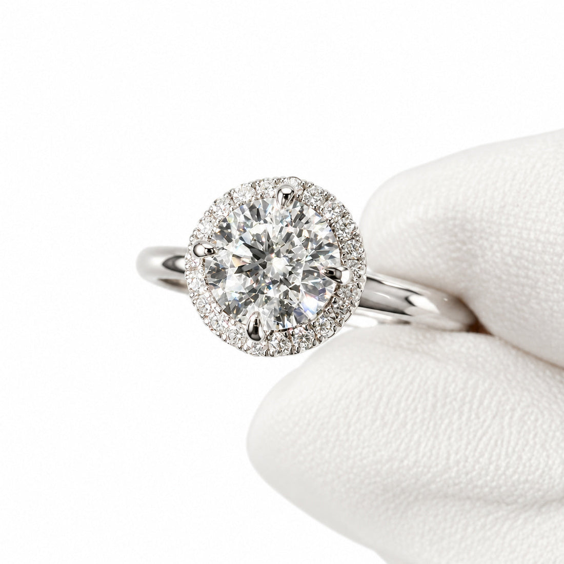 The Floating Halo round lab diamond engagement ring, view 6