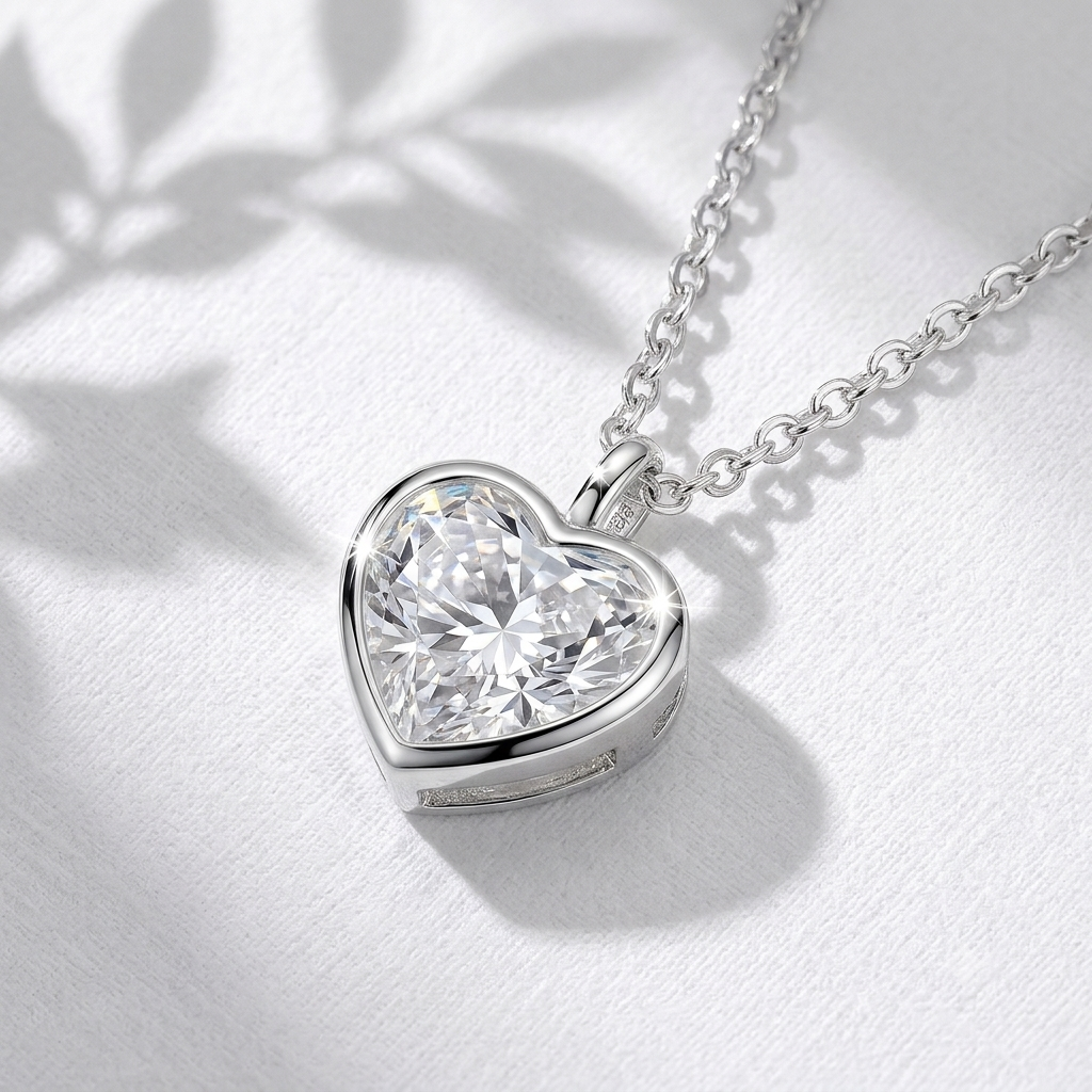 1.00ct Heart-Cut Diamond Bezel Pendant Necklace