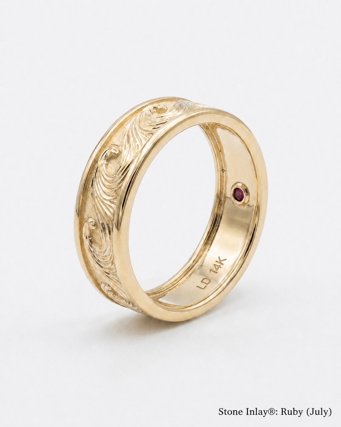 The Kanagawa hand-carved ocean wave wedding band, 7mm, view 5