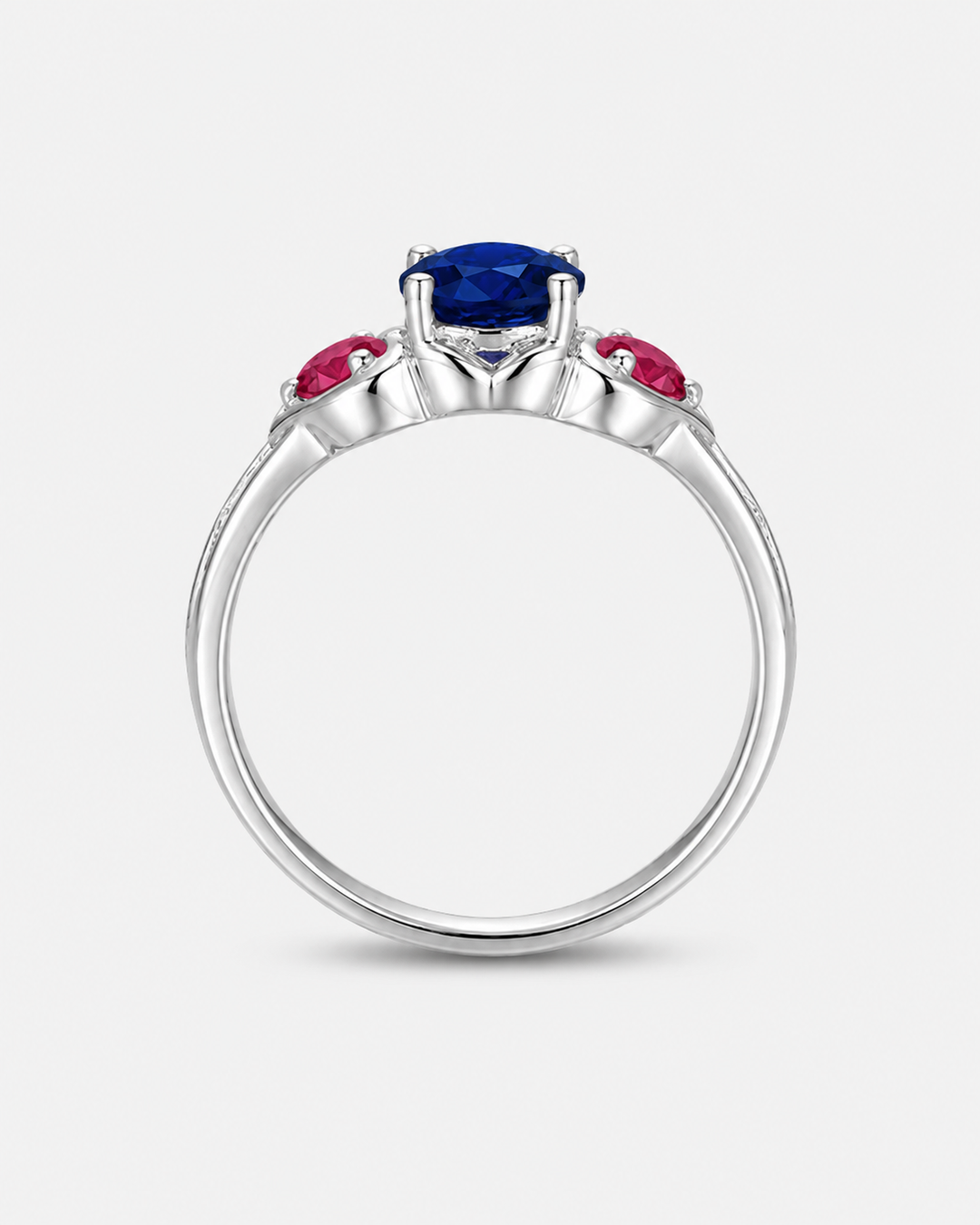 "Sapphire & Ruby" Three-Stone Ring