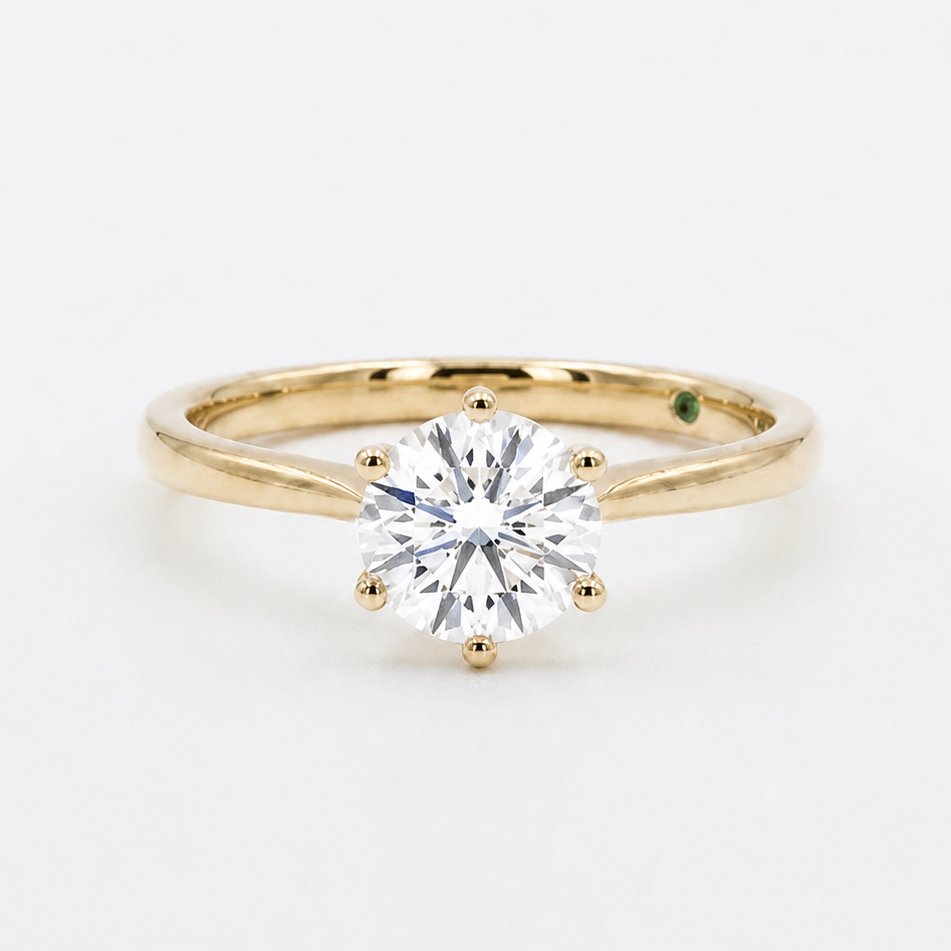 Round Solitaire Diamond Ring, "The Tiffany"