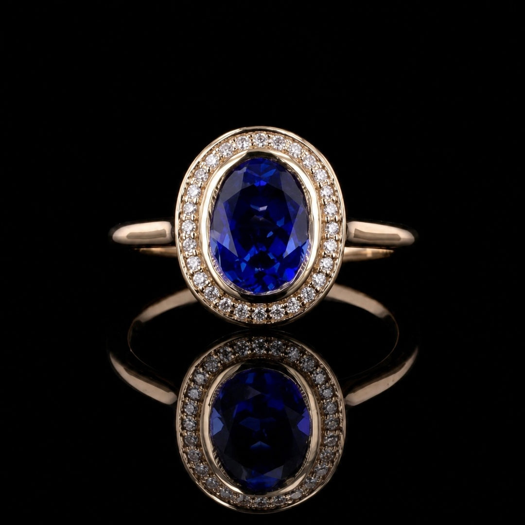 The Celine — Vintage Sapphire Halo Ring