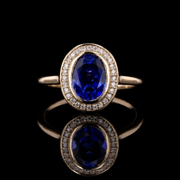 The Celine — Vintage Sapphire Halo Ring