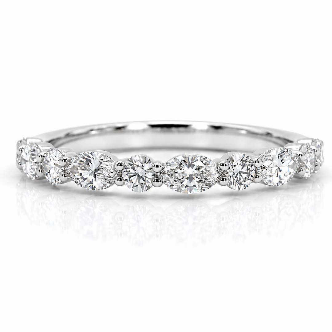 Round & Marquise Diamond Half-Eternity Band (0.535ctw)
