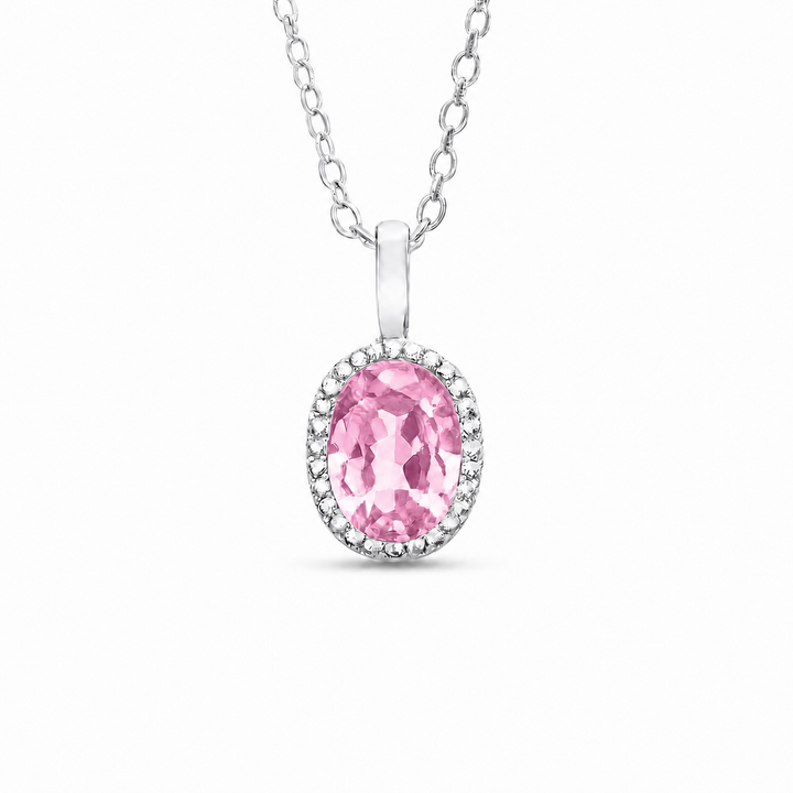 5x7mm, 1.00ct Oval Lab-Grown Pink Sapphire Pendant Necklace in 14K Rose Gold