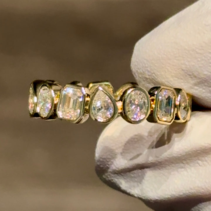 Customized™ 3mm, 3.00ctw Pear, Oval, and Emerald Lab-Grown Diamond Eternity Band Ring in Yellow Gold