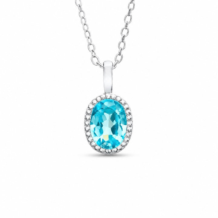 1.25ct Oval Cut Paraiba Pendant Necklace in 14K White Gold (5x7mm)
