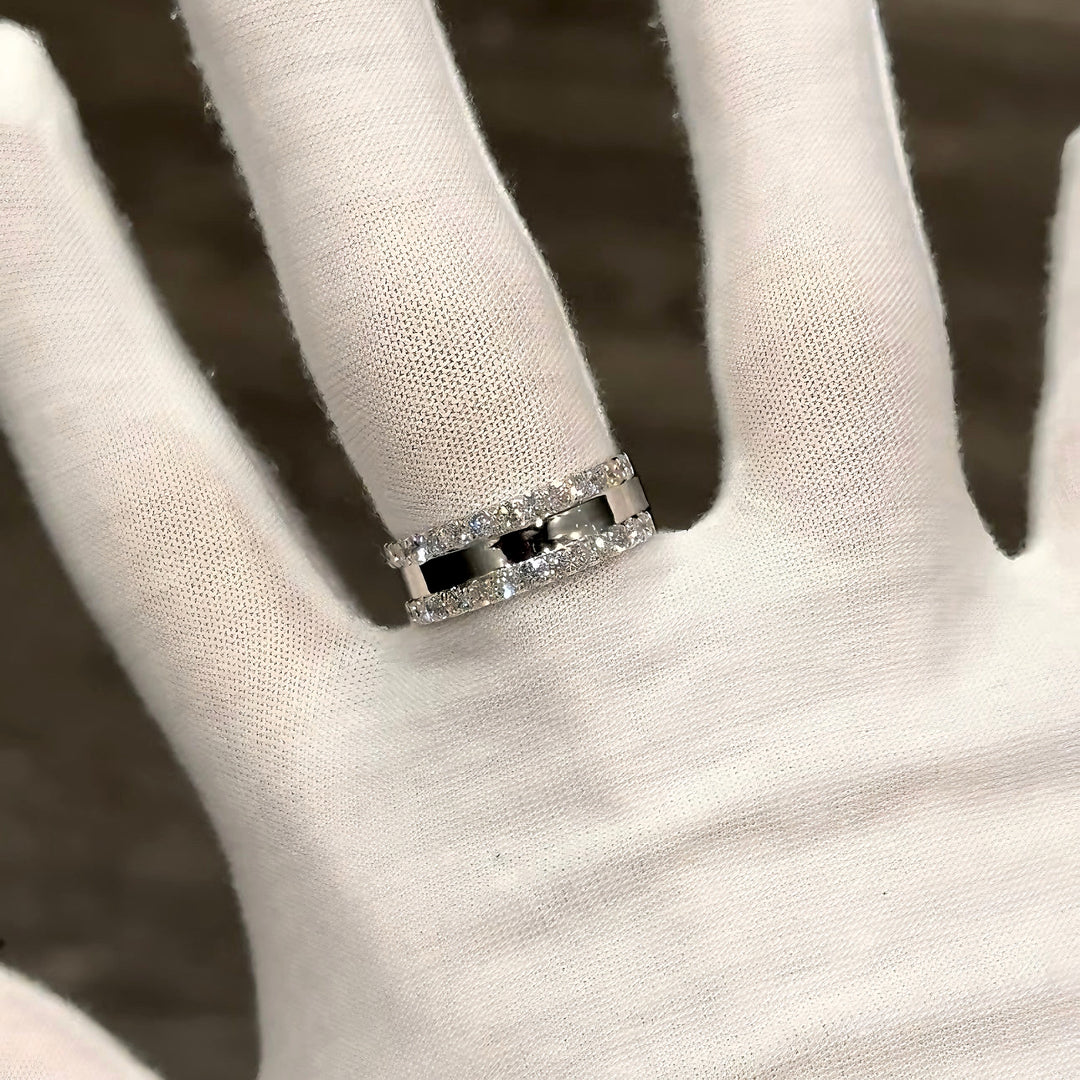 Customized™ 1.20ctw Two-Row Diamond Band Ring in Solid 14K White/Yellow Gold