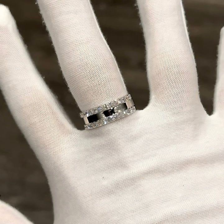 Customized™ 1.20ctw Two-Row Diamond Band Ring in Solid 14K White/Yellow Gold
