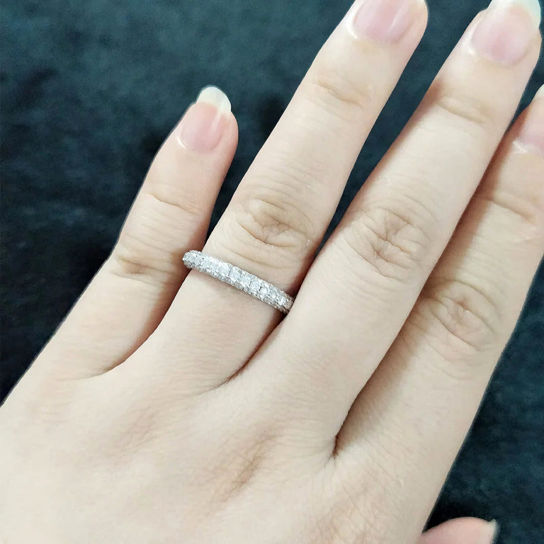 1.20ctw Three-Row Diamond 3/4 Eternity Band in 14K/18K White Gold (3mm)