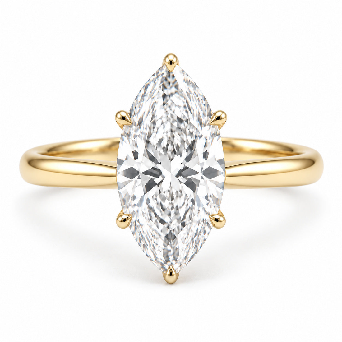 The Aurora marquise lab diamond engagement ring in 14K yellow gold