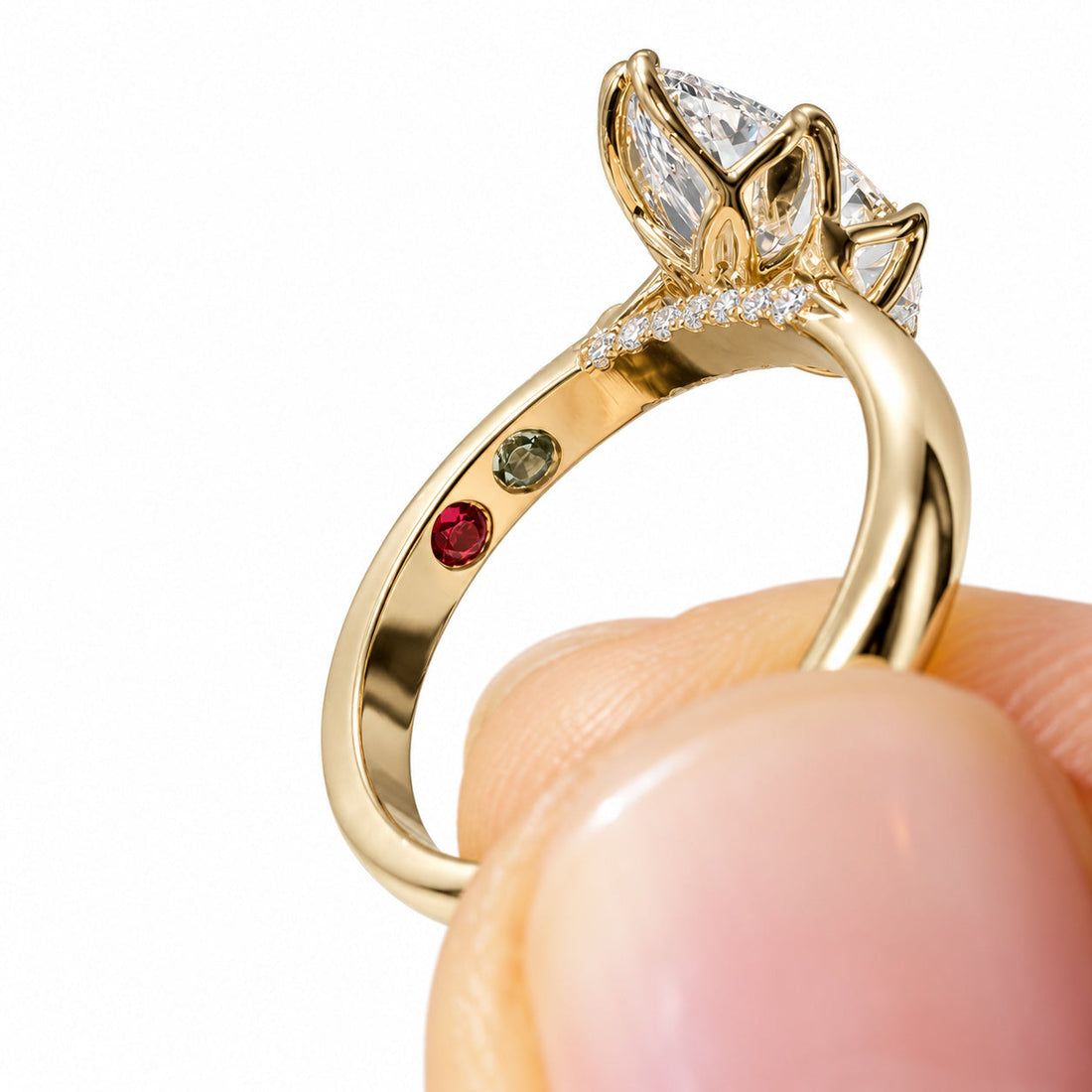 The Lotus marquise lab diamond engagement ring, view 5