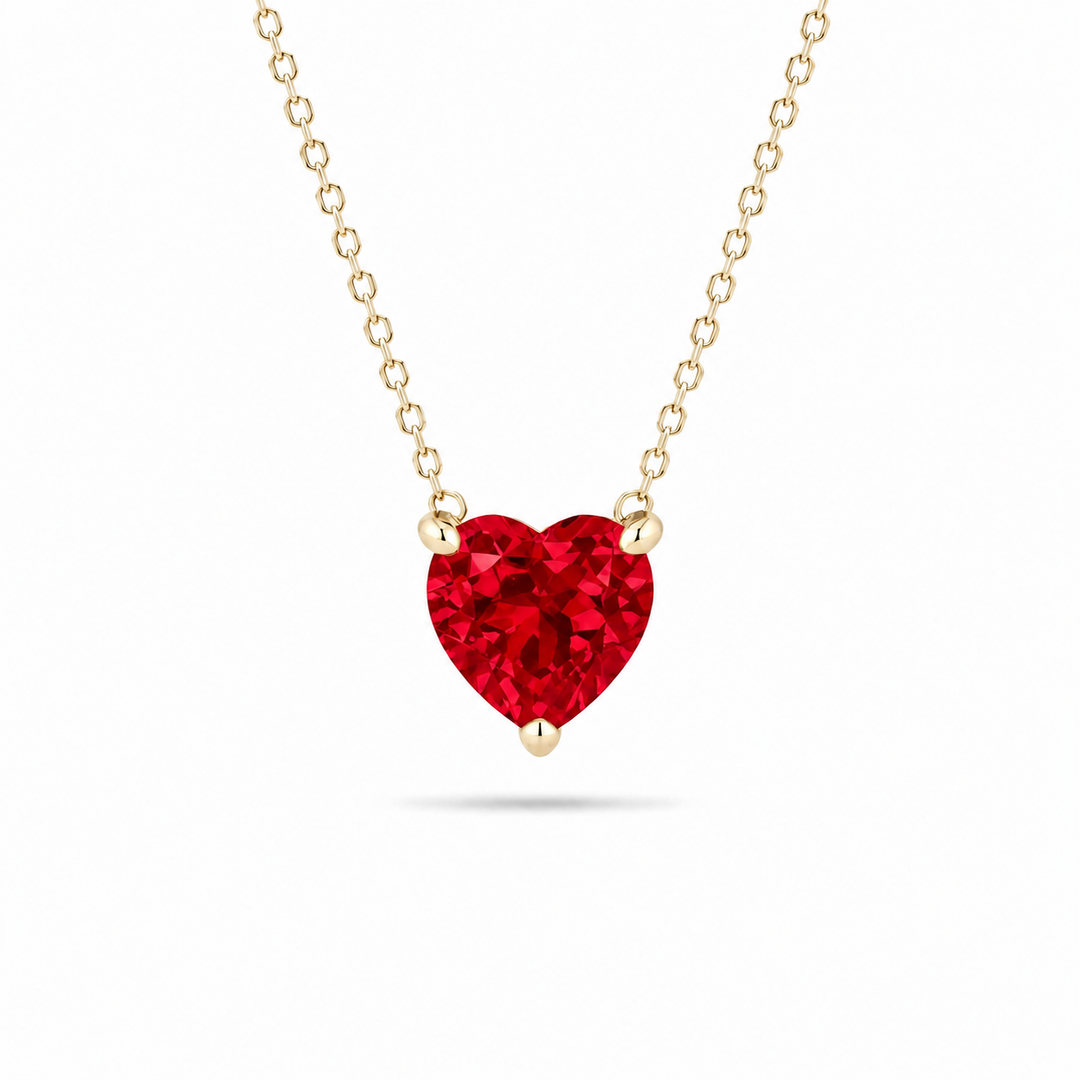 10mm Heart Cut Ruby Pendant Necklace