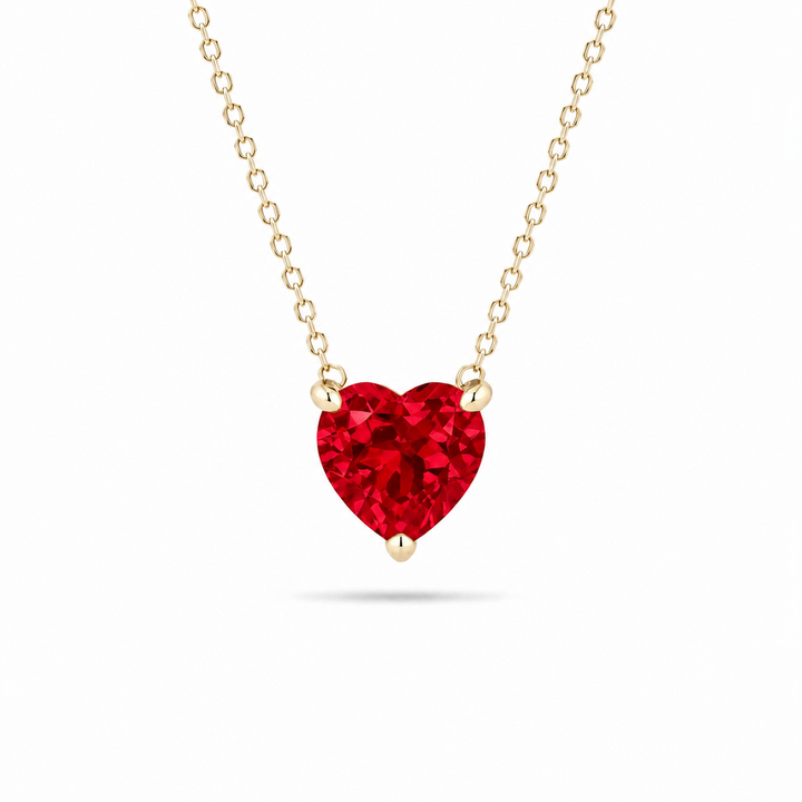 10mm Heart Cut Ruby Pendant Necklace