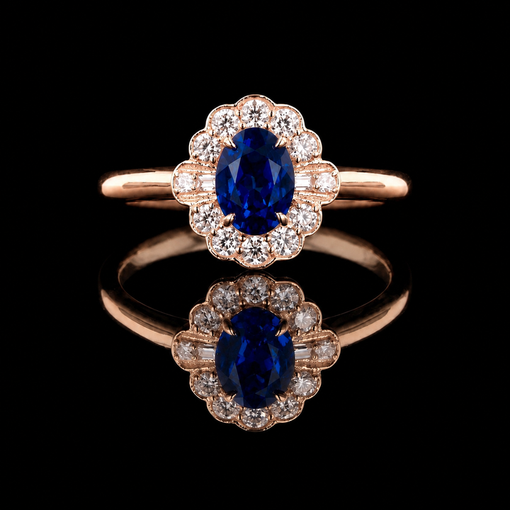 The Marielle — Petite Sapphire Halo Ring