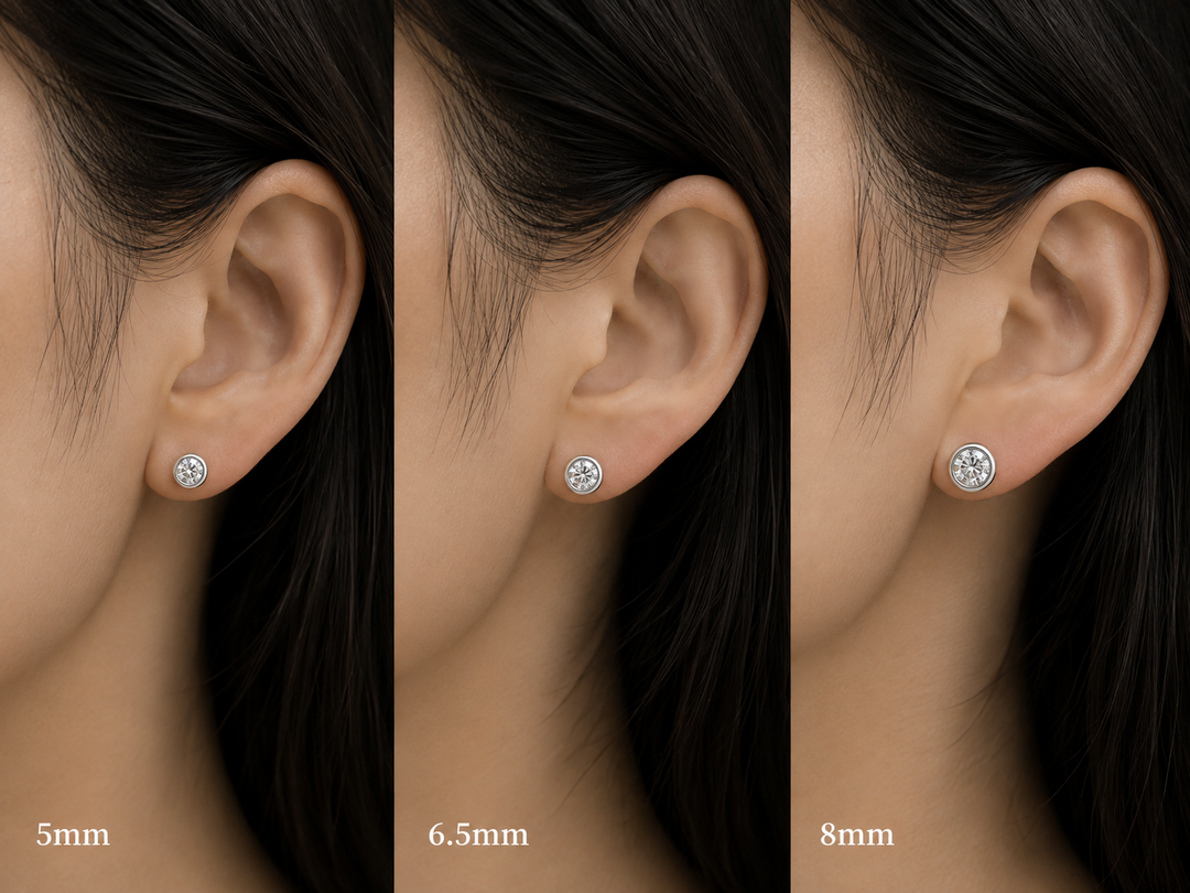Bezel-Set Diamond Earrings in 14K Gold or Platinum