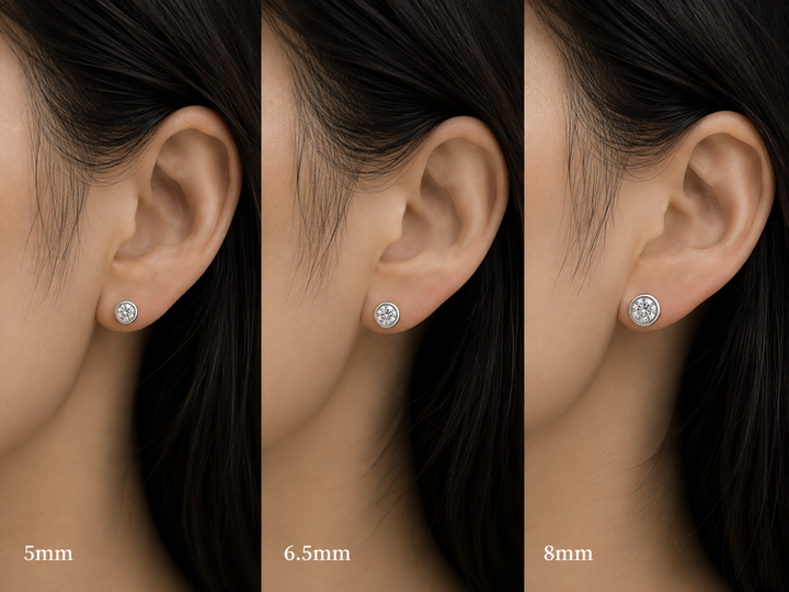 Bezel-Set Diamond Earrings in 14K Gold or Platinum
