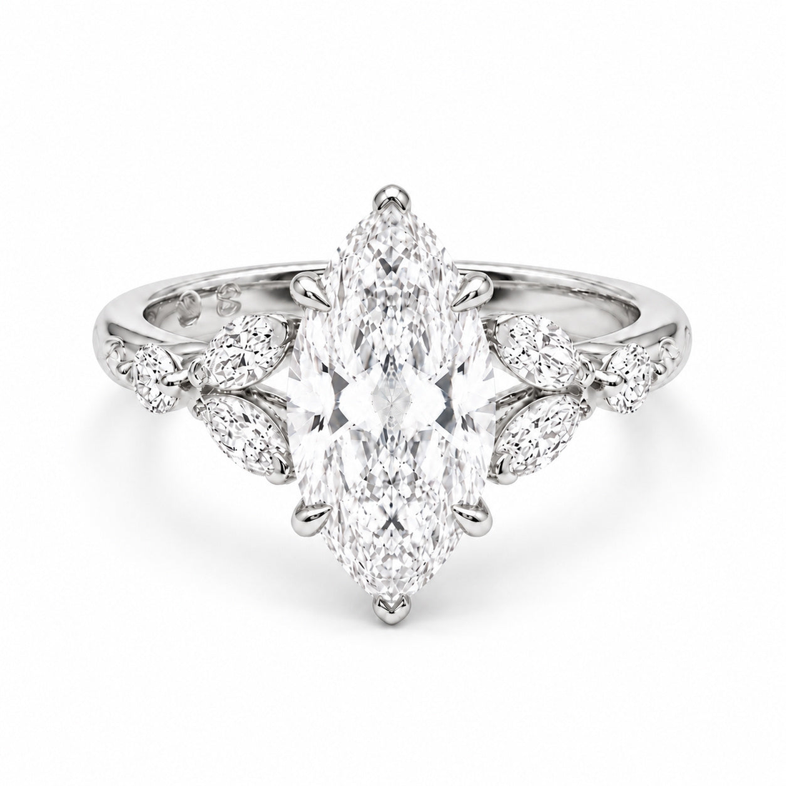 The Rapunzel marquise lab diamond engagement ring in platinum