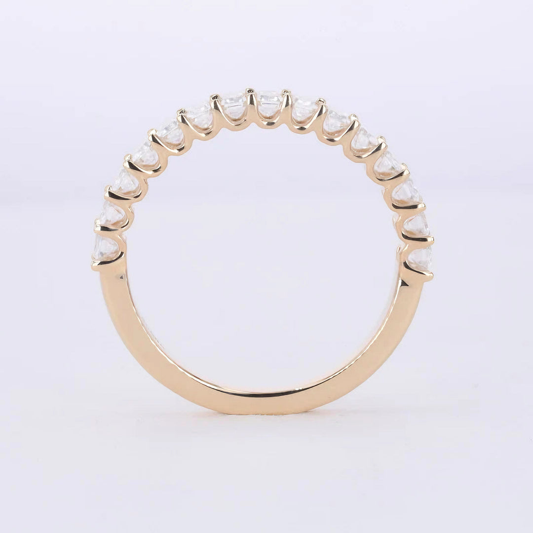 3x5mm, 1.50ctw Emerald Cut Lab-Grown Diamond Half-Eternity Band Ring in Yellow Gold