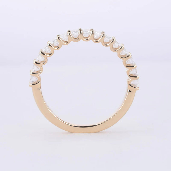 3x5mm, 1.50ctw Emerald Cut Lab-Grown Diamond Half-Eternity Band Ring in Yellow Gold