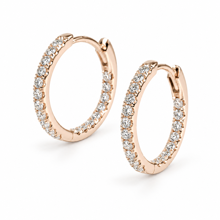 Inside-Out Lab Diamond Hoop Earrings in 14K Rose Gold