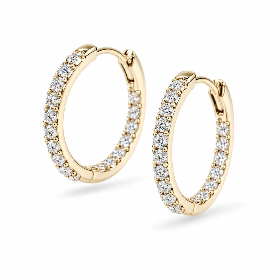 Inside-Out Lab Diamond Hoop Earrings in 14K Yellow Gold