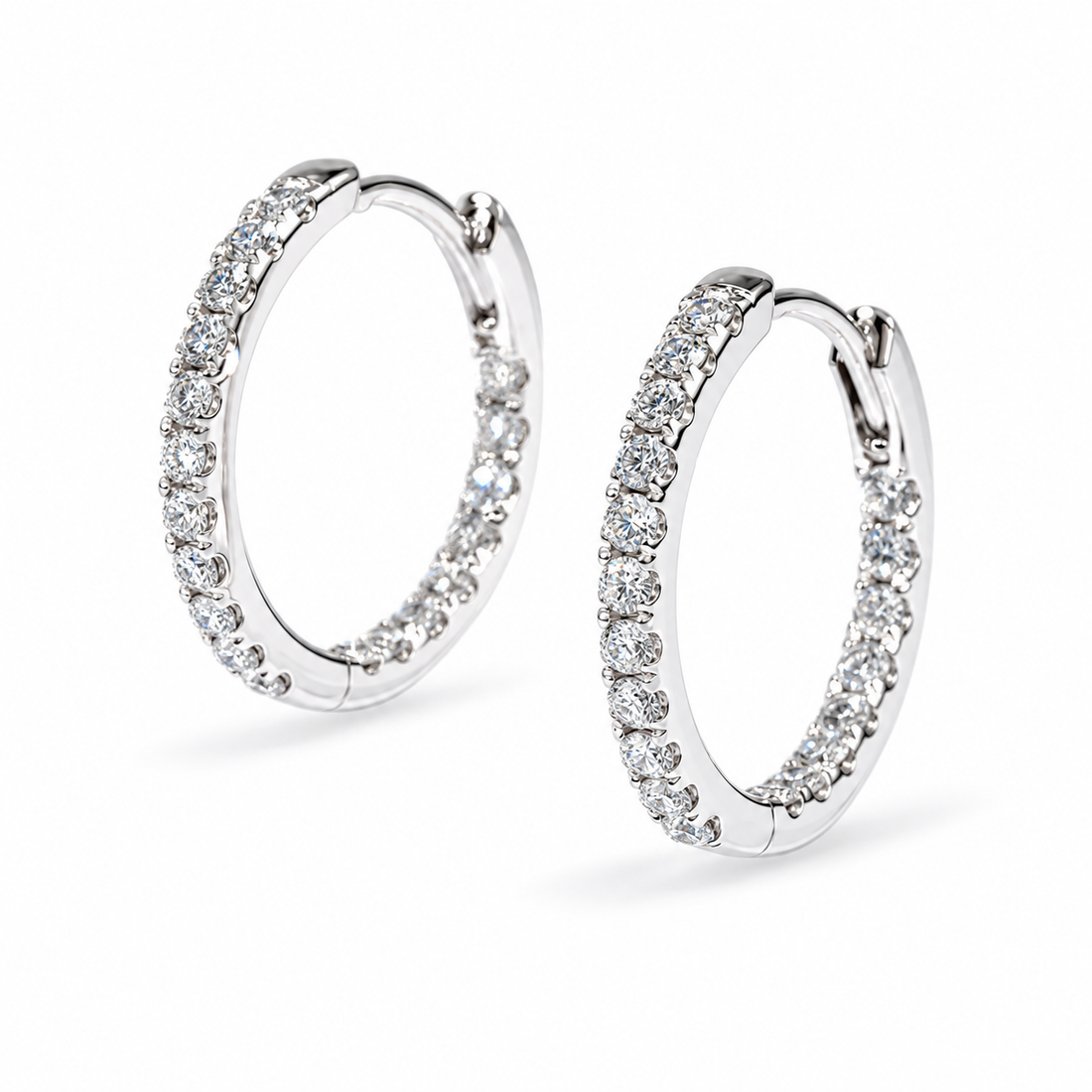Inside-Out Lab Diamond Hoop Earrings in 14K White Gold