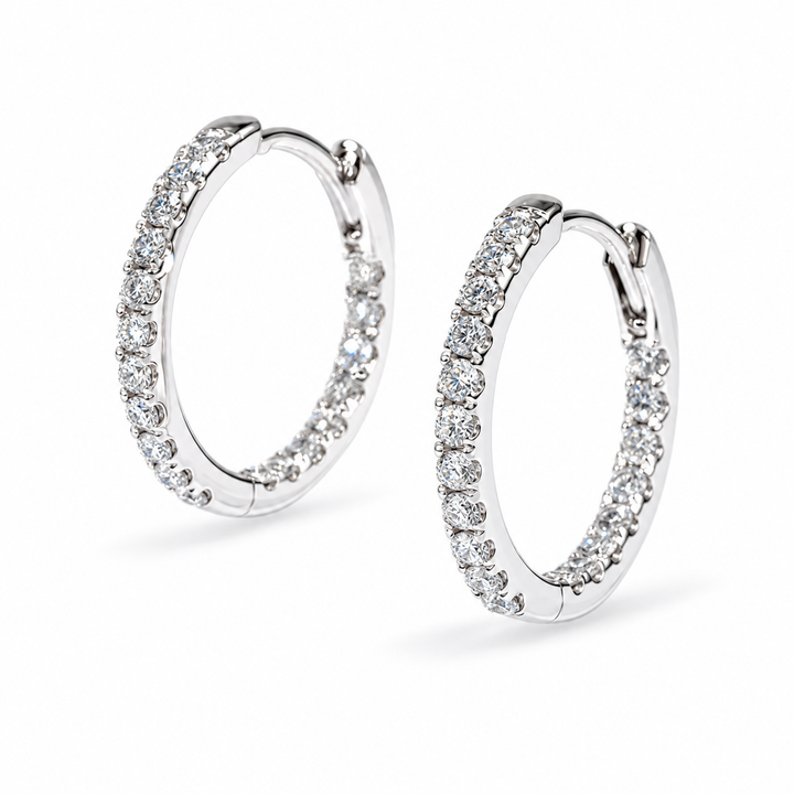 Inside-Out Lab Diamond Hoop Earrings in 14K White Gold