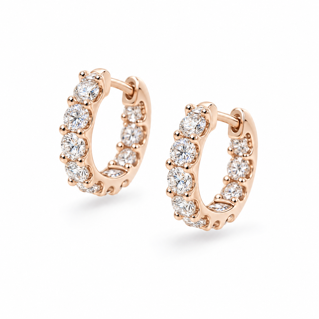 Petite Lab Diamond Huggie Earrings in 14K Rose Gold