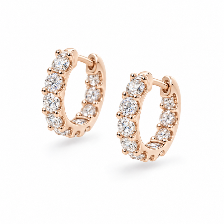 Petite Lab Diamond Huggie Earrings in 14K Rose Gold