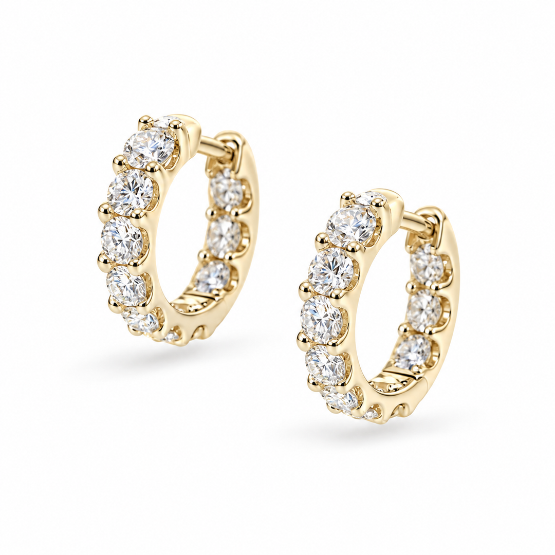 Petite Lab Diamond Huggie Earrings in 14K Yellow Gold