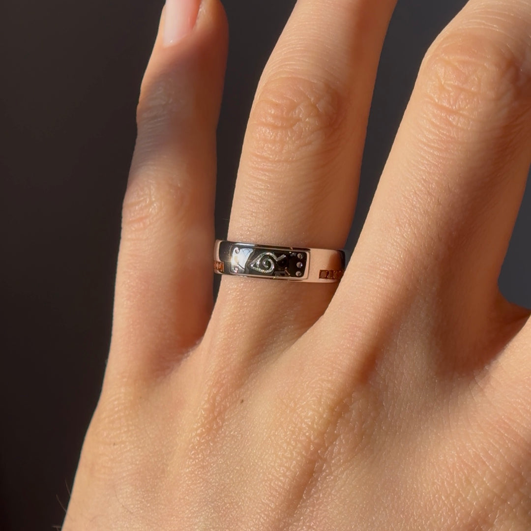 5mm "Fallen Leaf" Orange Sapphire Band Ring in Sterling Silver