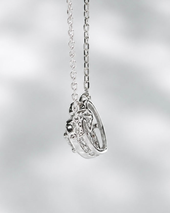 6mm, 0.4ct Round Cut Lab Diamond Open Heart Pendant Necklace
