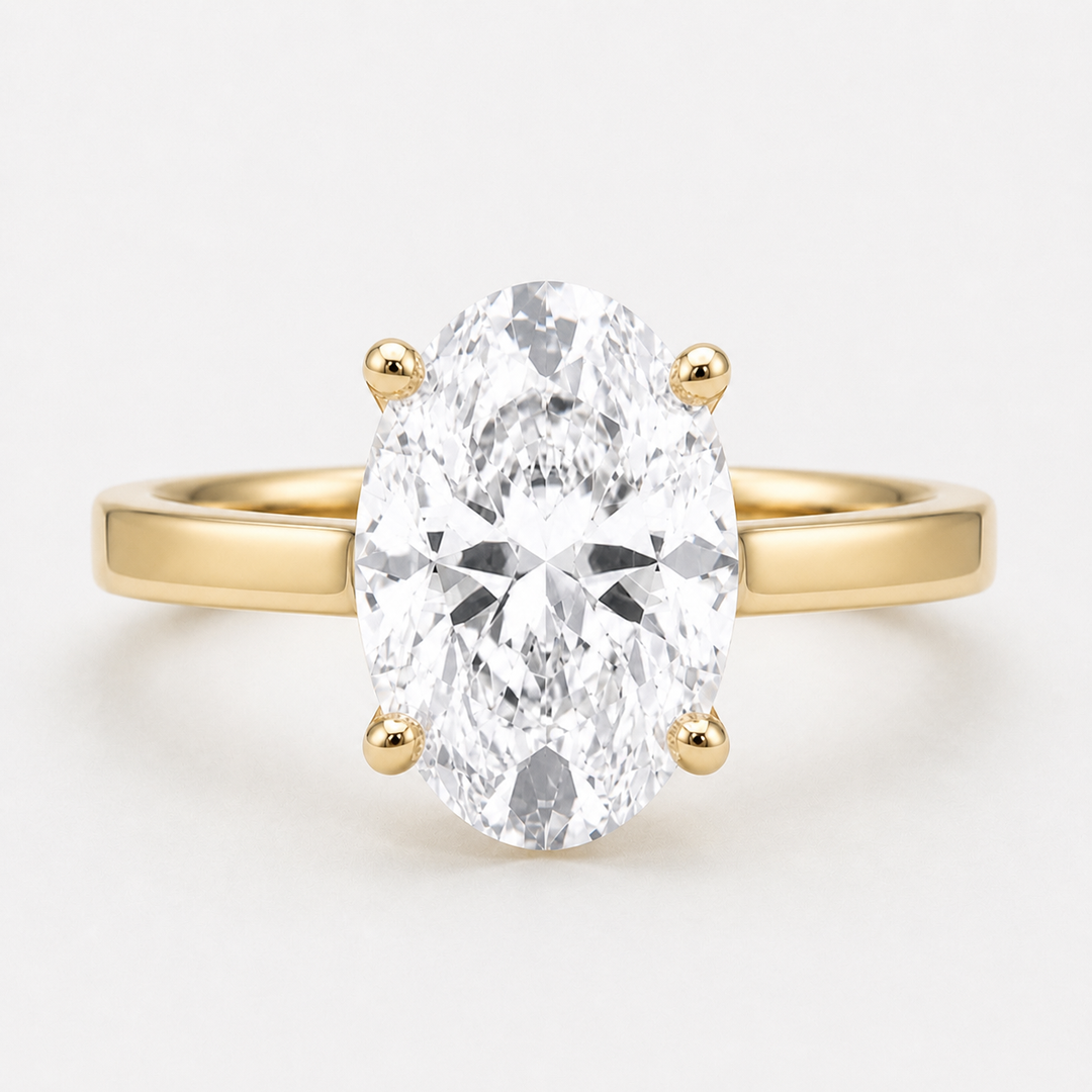 2.00ct Oval Diamond Solitaire Ring with Hidden Halo & Cathedral Bridge, "The Whisper Four"