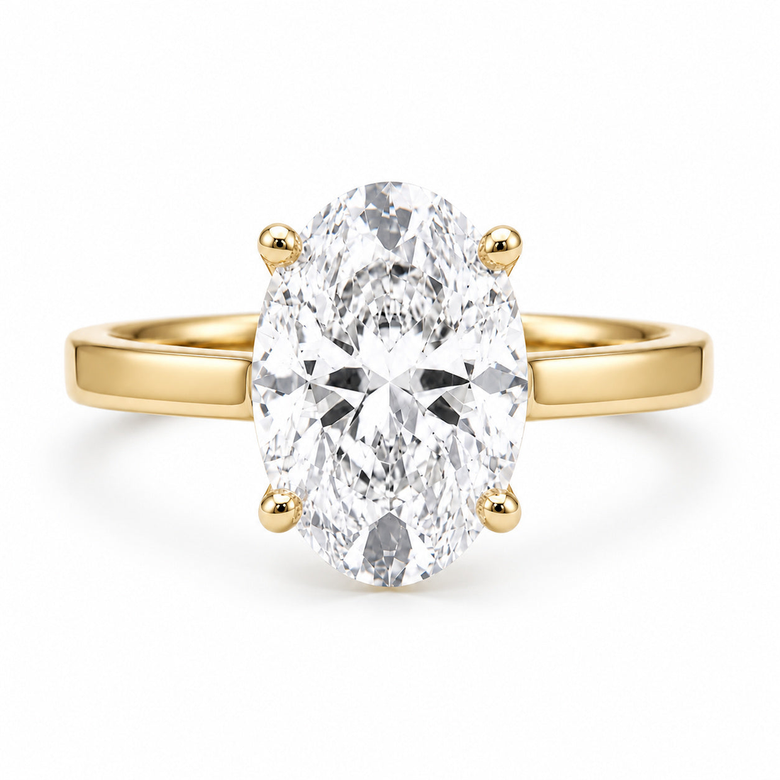 The Whisper Four oval lab diamond engagement ring in 14K yellow gold