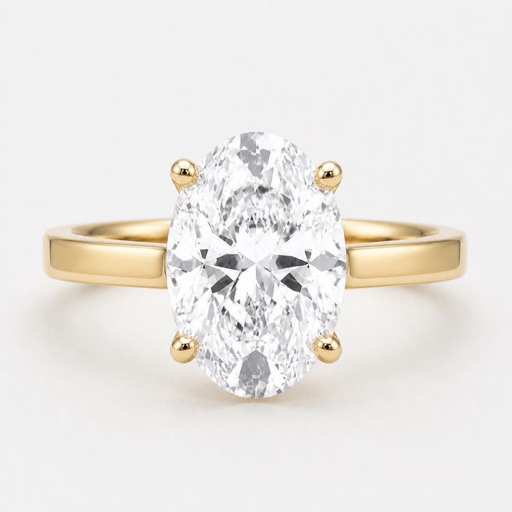 2.00ct Oval Diamond Solitaire Ring with Hidden Halo & Cathedral Bridge, "The Whisper Four"