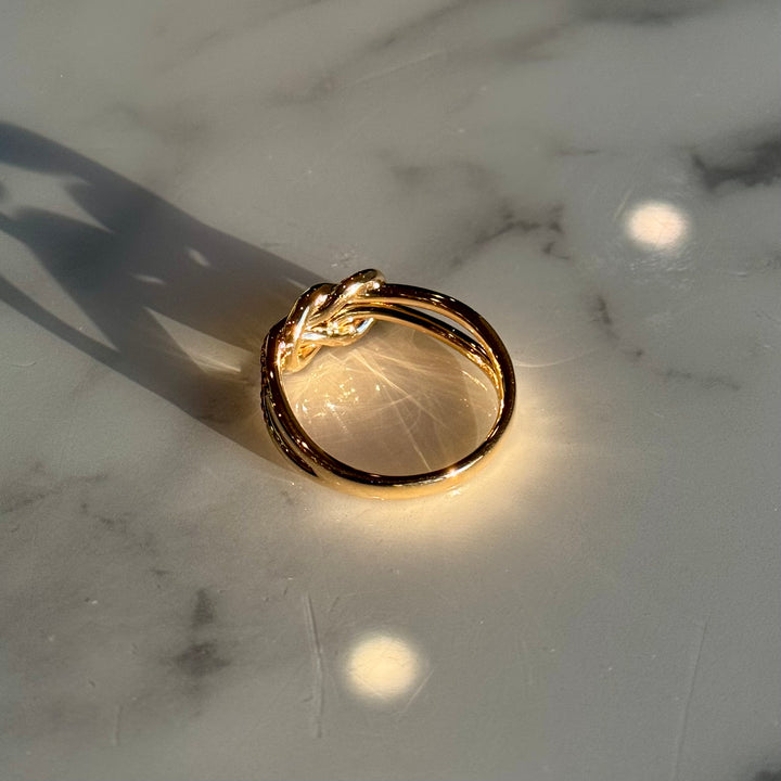 Customized™ 0.25ctw Natural Ruby Knot Ring in Yellow Gold