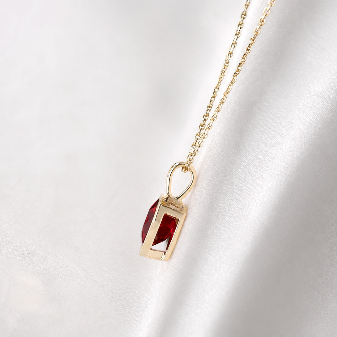 13mm Trillion Cut Ruby Pendant Necklace