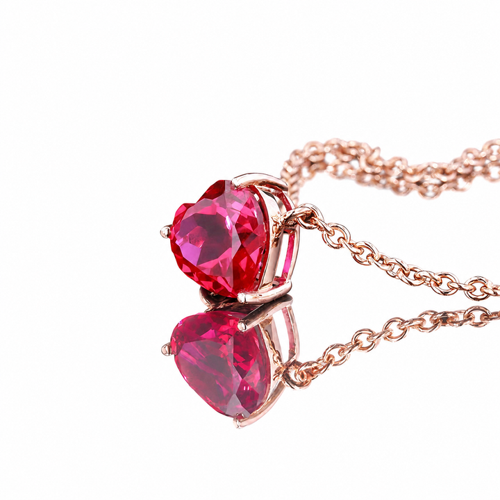 10mm Heart Cut Ruby Pendant Necklace