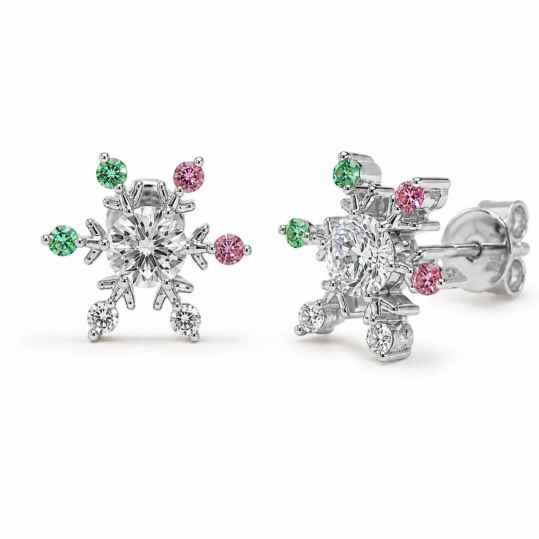 Snowflake Diamond Stud Earrings — 0.50ct Total