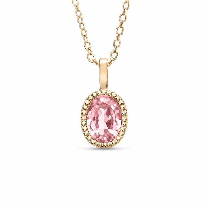 5x7mm, 1.00ct Oval Lab-Grown Pink Sapphire Pendant Necklace in 14K Rose Gold