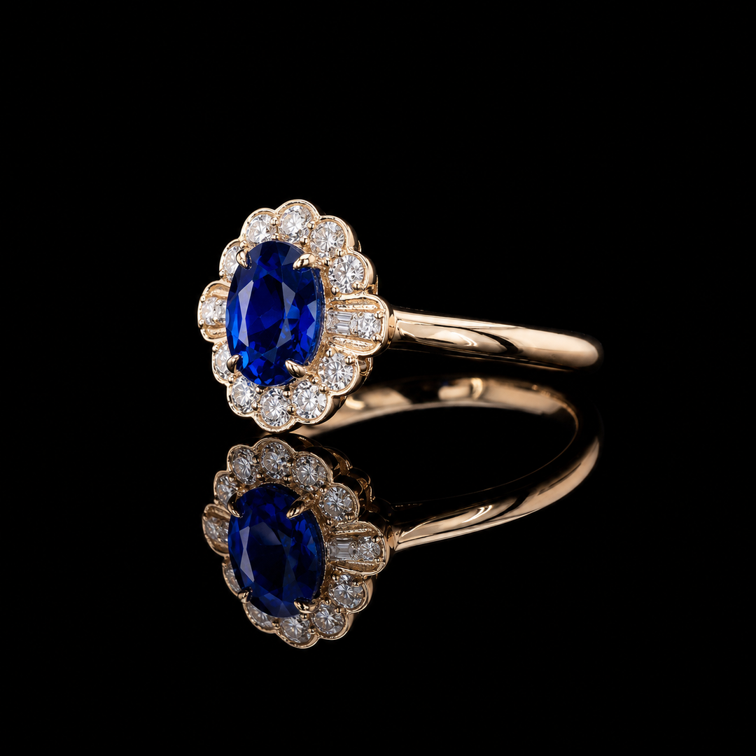 The Marielle — Petite Sapphire Halo Ring