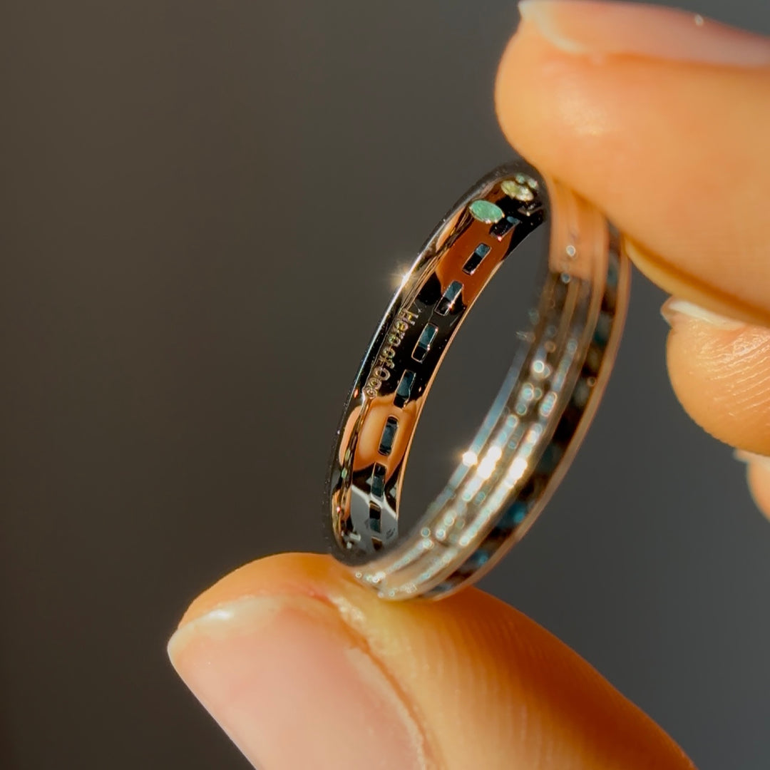 4mm "Stretch & Sword" Sapphire/Paraiba Band Ring in White Gold