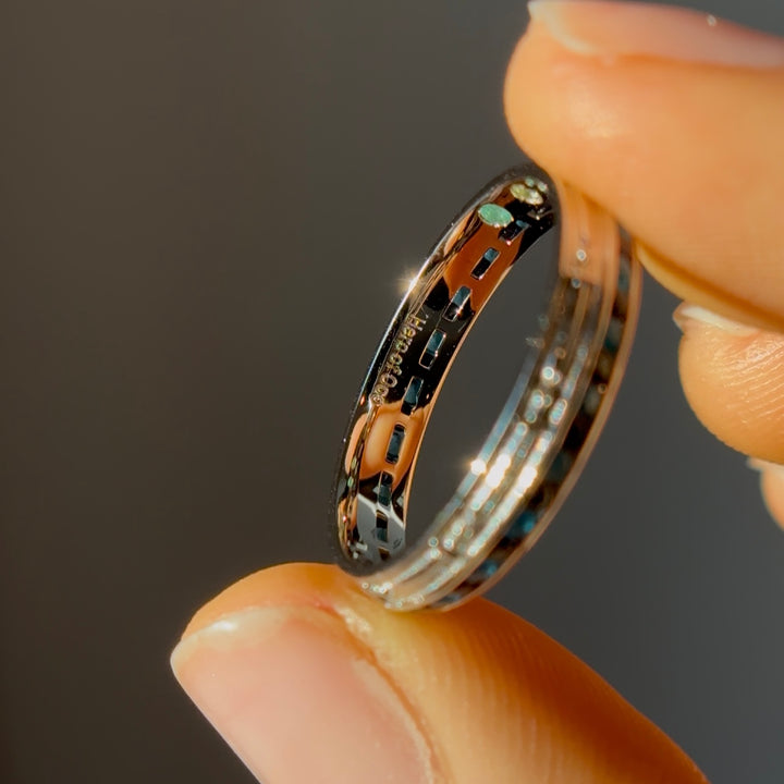 4mm "Stretch & Sword" Sapphire/Paraiba Band Ring in White Gold