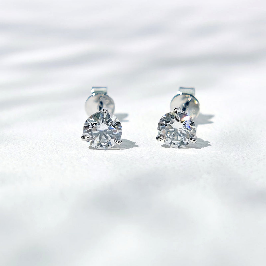 5mm, 1.00ct total Classic Three-Prong Martini Diamond Earrings in 14K Solid White/Yellow/Rose Gold