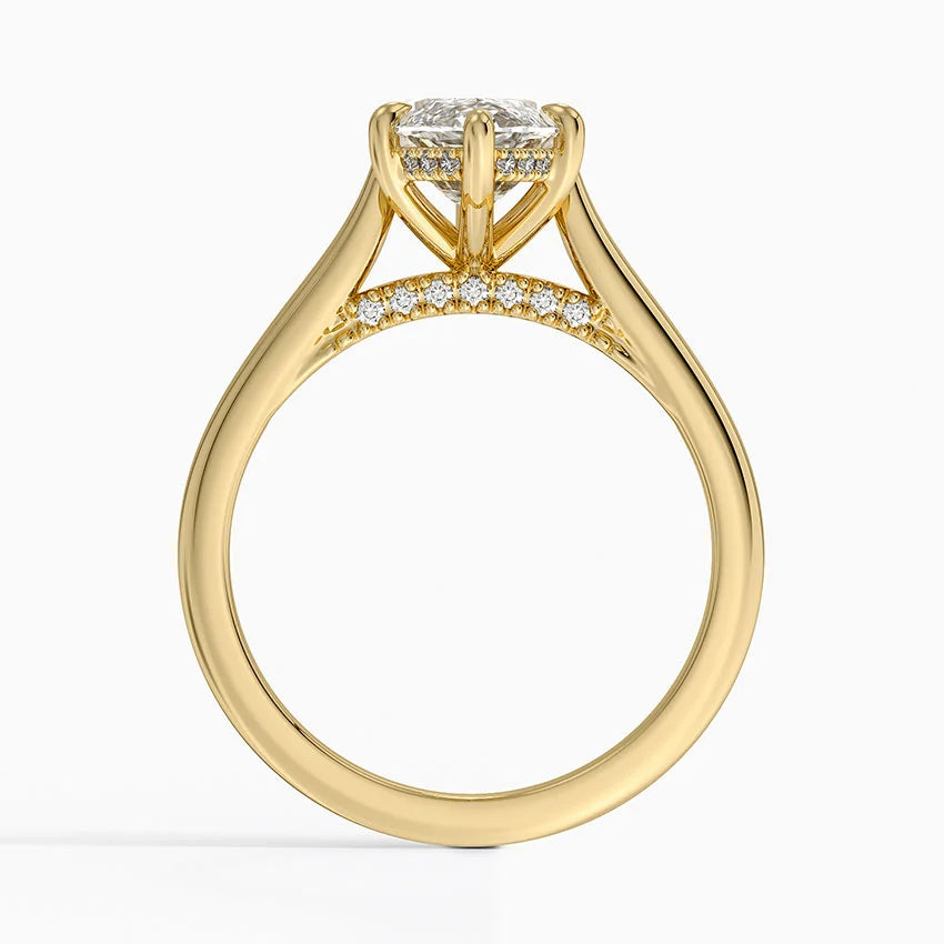 Customized™ 3.20ct Marquise Lab-Grown Diamond on a Solitaire Band with Hidden Halo Ring in 14K Solid Yellow Gold