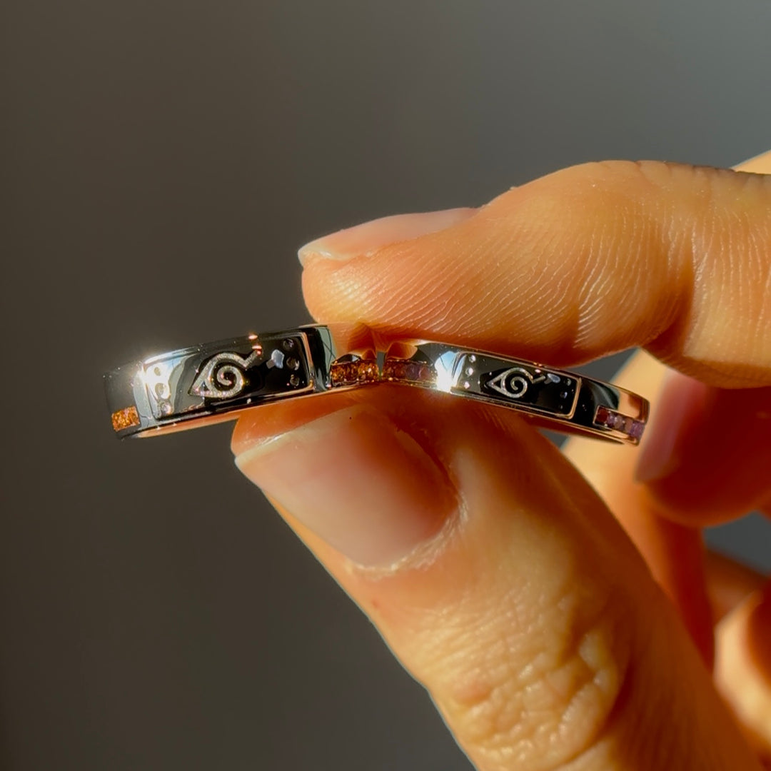 3.5mm "Fallen Leaf" Purple Amethyst Band Ring in Sterling Silver