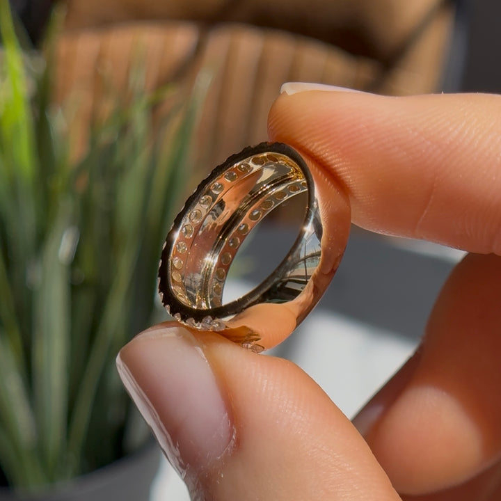 Customized™ 1.20ctw Two-Row Diamond Band Ring in Solid 14K White/Yellow Gold
